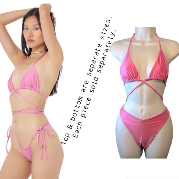 Alo x Frankies Bikinis Tia Bottom pink xl TOP SOLD SEPERATLEY SWIMSUIT collab - Picture 1 of 11